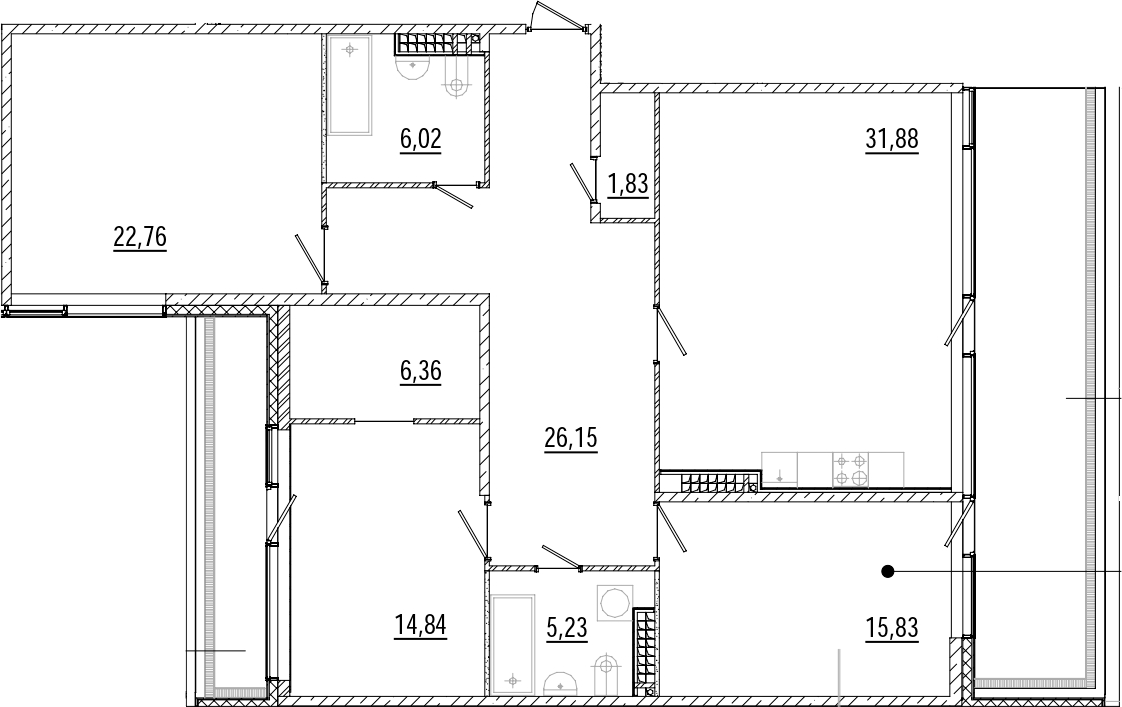 3-комнатная квартира 139.23 м², 8/9 эт., ЖК «Мануфактура James Beck»